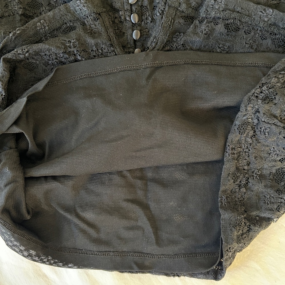 Alfani Women's Black Lace Button-Down Blouse - Picture 7 of 8